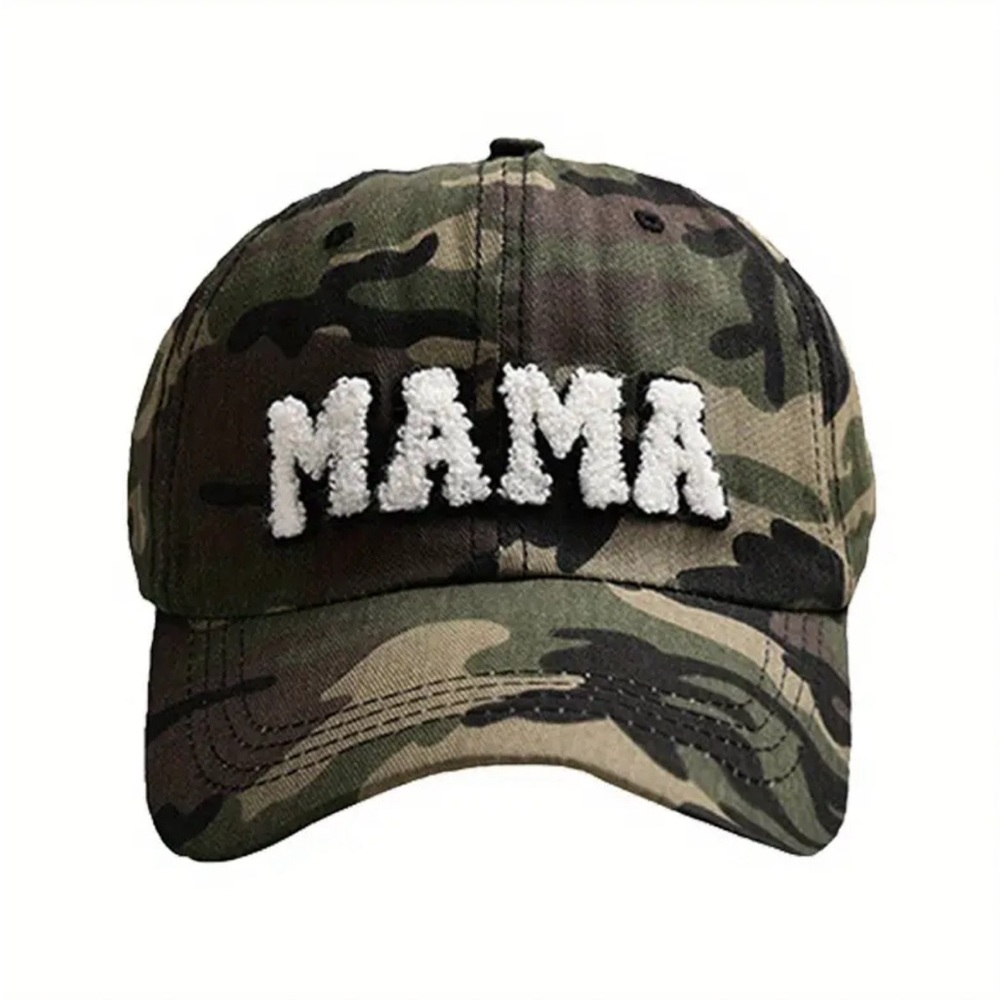 MAMA Camo Print Baseball Cap Label Patch Lightweight Sun Hat Casual